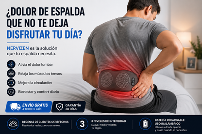 Masajeador de espalda eléctrico con tracción térmica y amasamiento lumbar 