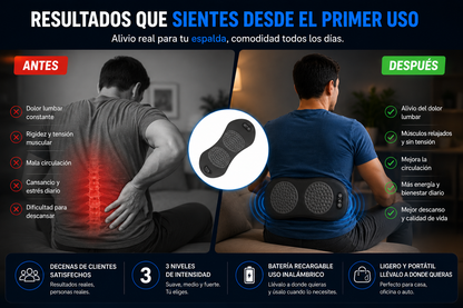 Masajeador de espalda eléctrico con tracción térmica y amasamiento lumbar 